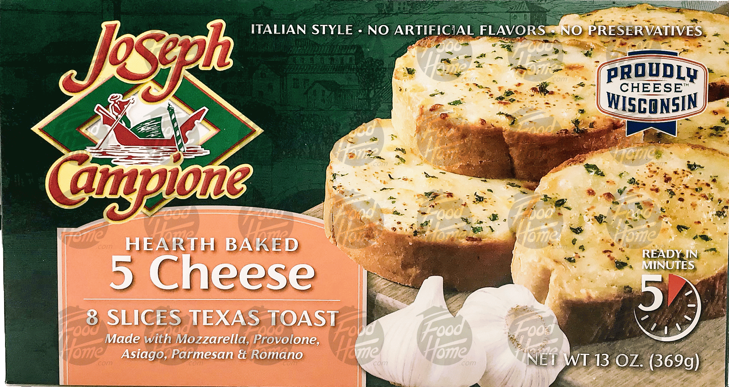 Joseph Campione  5 cheese texas toast, made with mozzarella, provolone, asiago, parmesan & romano, 8 thick slices Full-Size Picture